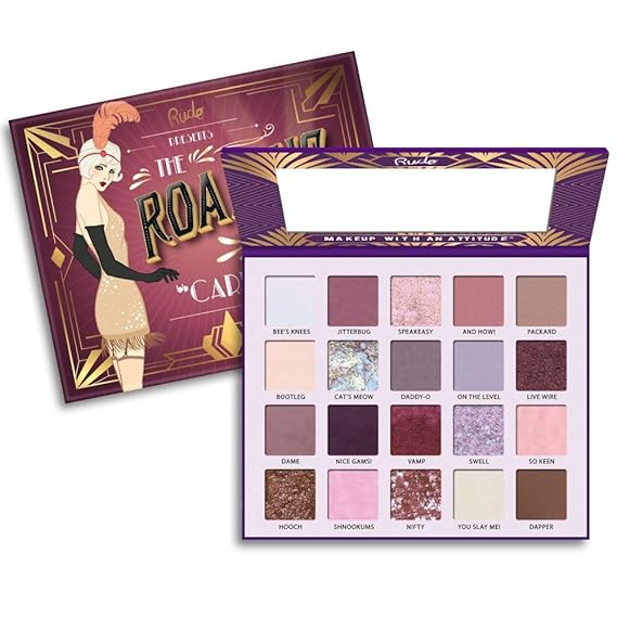 RUDE Roaring 20s Eyeshadow Palette | Bold, Velvety Matte & Shimmer Shades for Vintage Glam Looks | Blendable, High-Pigment, Vegan & Cruelty-Free Makeup Palette [Carefree]