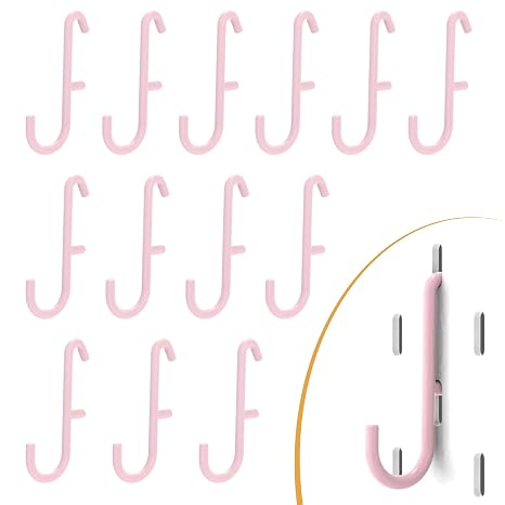 Pink Pegboard S Hooks for IKEA SKADIS, 16 Pack