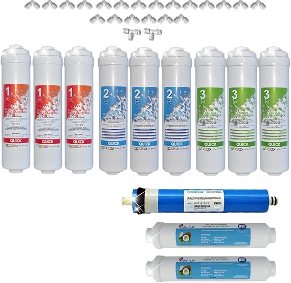 WATERMELON Closed Case Water Purification Gas Filter Inline 2 Year Maintenance Set (With Vontron Membrane)