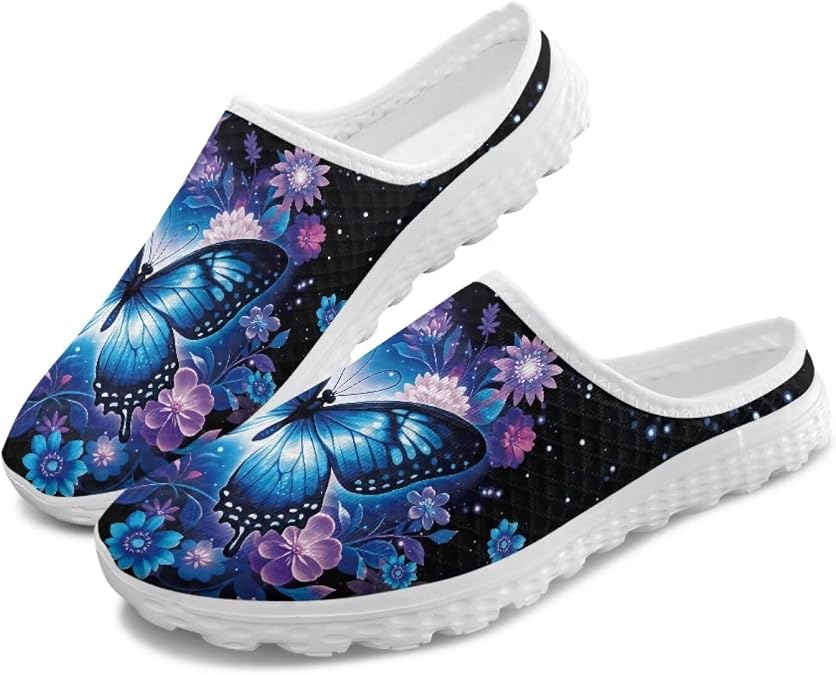 JoyLamoria Animal Pattern Womens Shoes Mule Backless Sneakers Sport Fashion Clog Casual Soft Lightweight Slip on Mesh