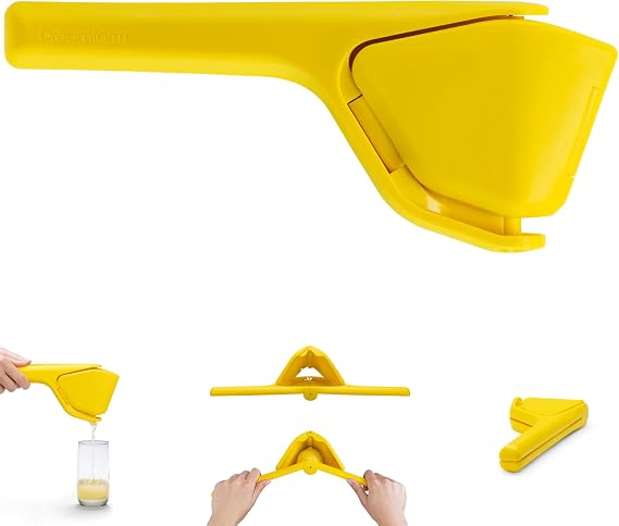 Dreamfarm Fluicer Fold-Flat Citrus Juicer - Lemon Easy, manual fresh lemon juice squeezer with pip catcher, suits lemons and limes, compact storage, 10" | Space-saving storage, gets every last drop