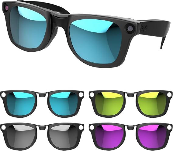 HiBloks 4Pcs Polarized Clip Compatible with Ray-Ban Meta Wayfarer & Gen 2 (RW4006/RW4012 Regular 50-22), Color Changing Clip for Meta Gen 2 Smart Glasses Discoloration Clip (Gray+Blue+Yellow+Purple)