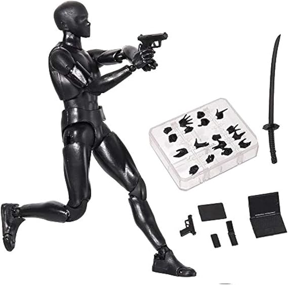AXITWXIT Action Figures Body-Kun & Body-ChanPVC Figure Model Drawing for S H Figuarts with Box for Artists (Black, Body-Kun)