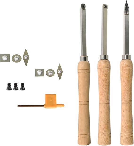 findmall 3Pcs Carbide Woodturning Mini Lathe Tool Set Includes Adamas Shape