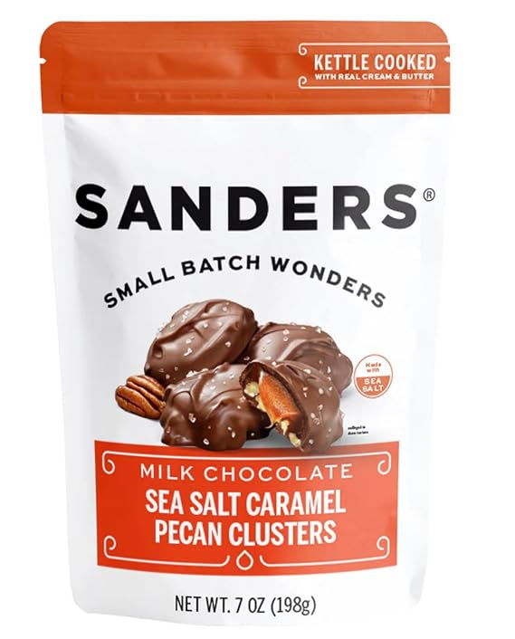 Sanders Small Batch Wonders Kettle Cooked Candy, 8 oz. (Milk Chocolate Sea-Salt Caramel Pecan Clusters)