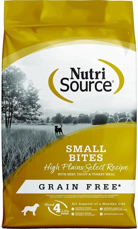 Nutrisource Small Bites High Plains Select Grain Free Dry Dog Food, 4lb