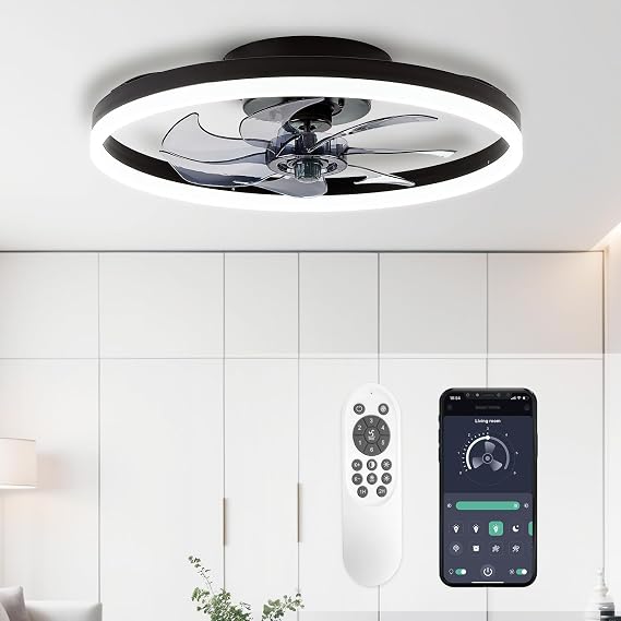 STERREN Ceiling Fans with Lights,20" Low Profile LED Ceiling Fan