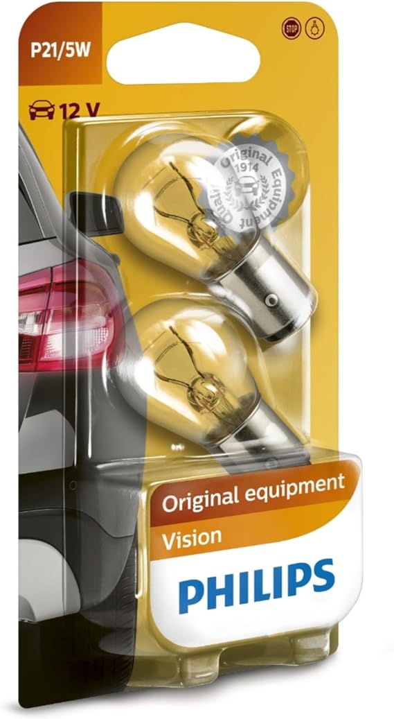Philips Vision P21/5W Stop ve Fren Ampulü, 12V BAY15D, 2'li Paket