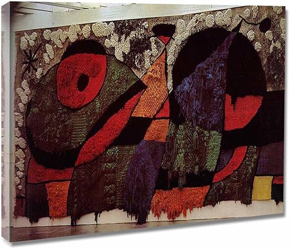 Joan MiroBig CarpetFramed Canvas Paintings Wall Art Abstract Canvas Poster and Prints for Bedroom and Living Room Home Decor Ready to Hang(62x86cm-24x34inch-Framed)