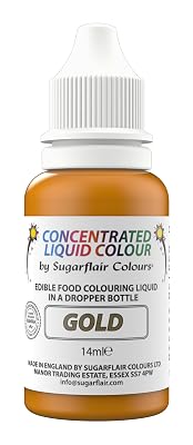 Sugarflair Gold Liquid Food Colouring Droplet For Painting By Mixing With Rejuvenator Spirit - 14ml