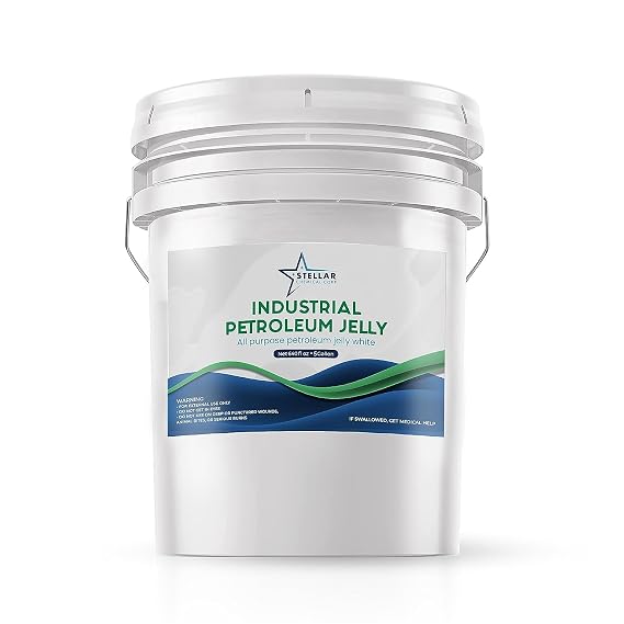 STELLAR CHEMICAL CORP ~ Snow White Petroleum Jelly ~ Extra Large White Petrolatum Jelly for Cosmetic Use Thick and Smooth Petroleum Jelly All Purpose Pure Petrolatum Jelly 5 Gallon