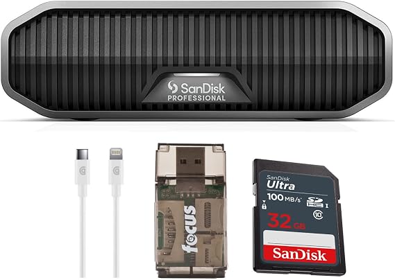 SanDisk Professional G Drive 18TB External USB C (Dark Gray, 4 Items) | USB-C 3.2 GEN2, Ultrastar 7200 Rpm, Up to 270MB per S, Mac-Ready. Bundle Incl. 32GB Sandisk SDHC, Cable and Card Reader