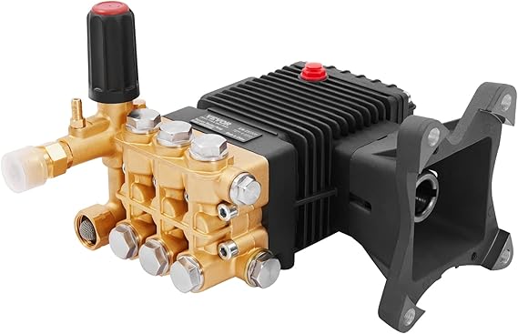 VEVOR Pressure Washer Pump 4400 PSI 4.0 GPM 1" Shaft Power Washer Pumps | Replacement Kit, Horizontal Triplex Plunger, Brass, with Hardware, Compatible with Simpson, Honda, Homelite, Troybilt etc.