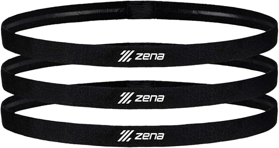 Zena Sport - 3 Pack Elastic Athletic Headbands with Non-Slip Silicone Grip - Lightweight, Breathable, Soft & Flexible Workout Hairbands - 3 Pack