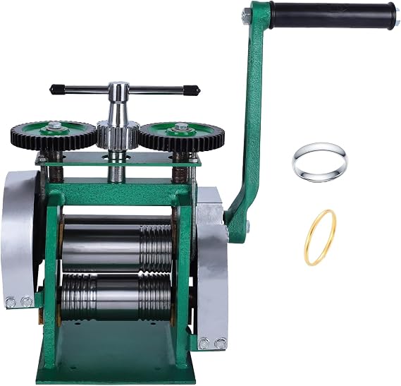Manual Combination Rolling Mill, Jewelry Rolling Mill with Gear Network, Roller Adjustment, Square and Half Round Wires, DIY Jewelry Making Tool for Gold, Silver and Copper