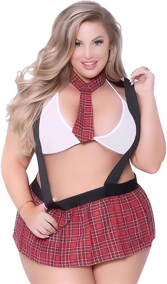 Plus Size School Girl Costume for Women, Sexy School Lingerie for Women Naughty Schoolgirl Costume Outfit Cosplay Sexy Valentines Day Lingerie Woman 2026, Onesize 10-16
