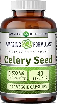 Amazing Formulas Celery Seed Extract Supplement | 1500 Mg Per Serving | 120 Veggie Capsules | Non-GMO | Gluten-Free | Made in USA