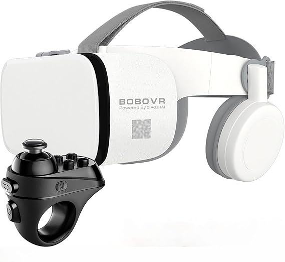3D VR Virtual Reality Headset with Remote Control, IMAX Stereo VR Viewer for Movies and Games Bluetooth Wireless VR Glasses for 4.7-6.3 inch IPhone IOS/Android Color: White, Size: R1