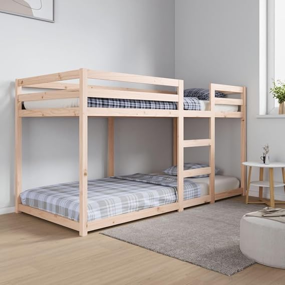 Homgoday Bunk Bed 90x200 cm Solid Wood Pine, Bed Frame for Kids Adult Twins Children's Bedroom Furniture Double Sleepers Bed Frame Bed Sets Type1