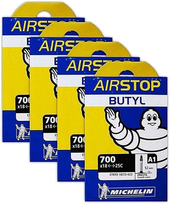 Michelin A1 Airstop 700x18-25c Road Bike Tube Bundle 52mm Smooth Presta - 4 PACK