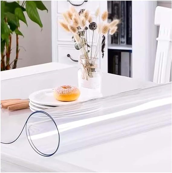 Clear Transparent Cover Table Top Protector, Table Protector for Dining Room Tables Thick 2mm Transparent Table Cloth Desk Table Pad, Spill-Proof, Stain Resistant (135x230cm/53x91in)