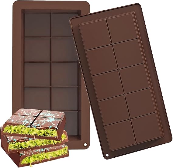 Chocolate Bar Mold - Chocolate Mold Deep Large Silicone Non-Stick Chocolate Molds Chocolate Mold with 10 troughs, for Dubai Chocolate Bar Pistachio, Milk Chocolate Bar