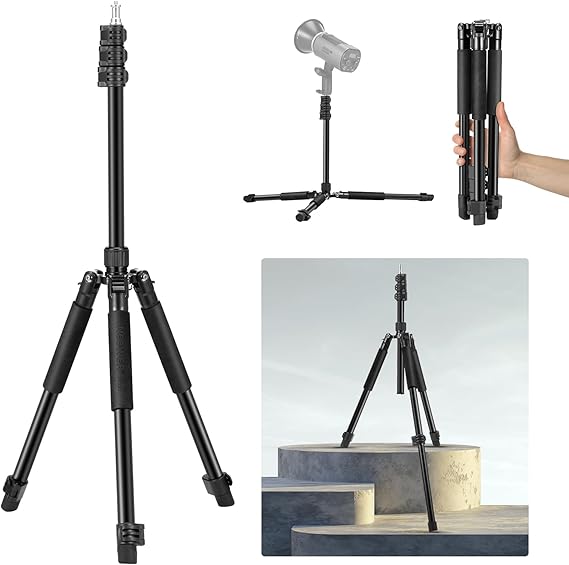 NEEWER Photography Light Stand, 1.5-6.4ft/47-195cm Reversible Aluminum | Studio Lighting Tripod, Portable Phone Video Stand with 1/4" Screw, for Strobe Light Camera Softbox, 4.4lb/2kg Load, ST195