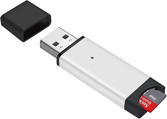 Micro SD Card Reader - Fast USB 2.0 Adapter for all MicroSD Cards, Micro SDHC, Micro SDXC - Silver
