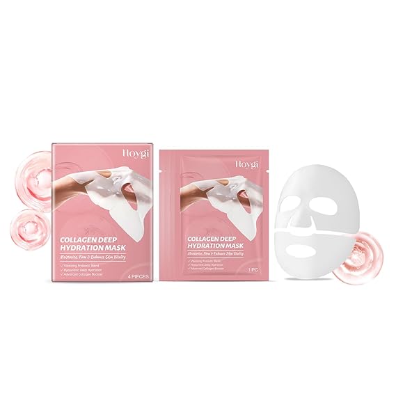 Collagen Hydrogel Overnight Face Mask Deep Hydrating Sleeping Mask with Hyaluronic Acid, Skin Smoothing & Moisture Care, 4 Pack, Suitable for All Skin Types