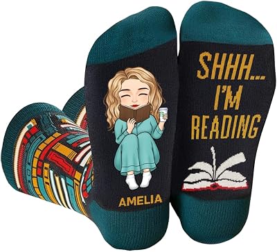 Pawfect House Custom Socks, Personalized Bookish Gifts For Book Lovers, Bookworms, Readers, This Is My Reading Zone, Book Socks Gifts For Women, Librarian, Christmas Personalized Reading Sock