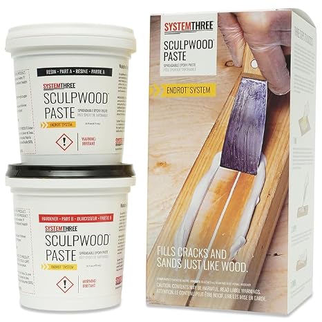 SYSTEMTHREE 2-Pack of 1 qt System Three Resins 1610K16 SculpWood Epoxy Paste, Light Tan, Paste, Wood Filler, Woodworking, Repair
