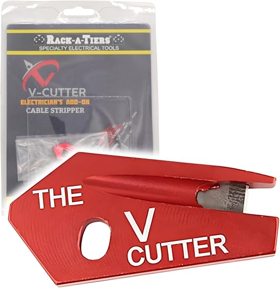 Rack-A-Tiers V-Cutter - NMSC Cable Stripper, Wire Stripper Blade Attachment, Loomex and Romex Stripping Knife (47010)