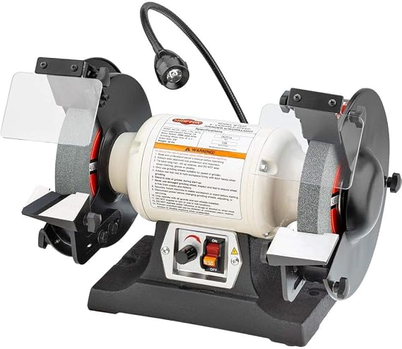 Shop Fox W1840 Variable-Speed Grinder with Work Light, 8",Black,white