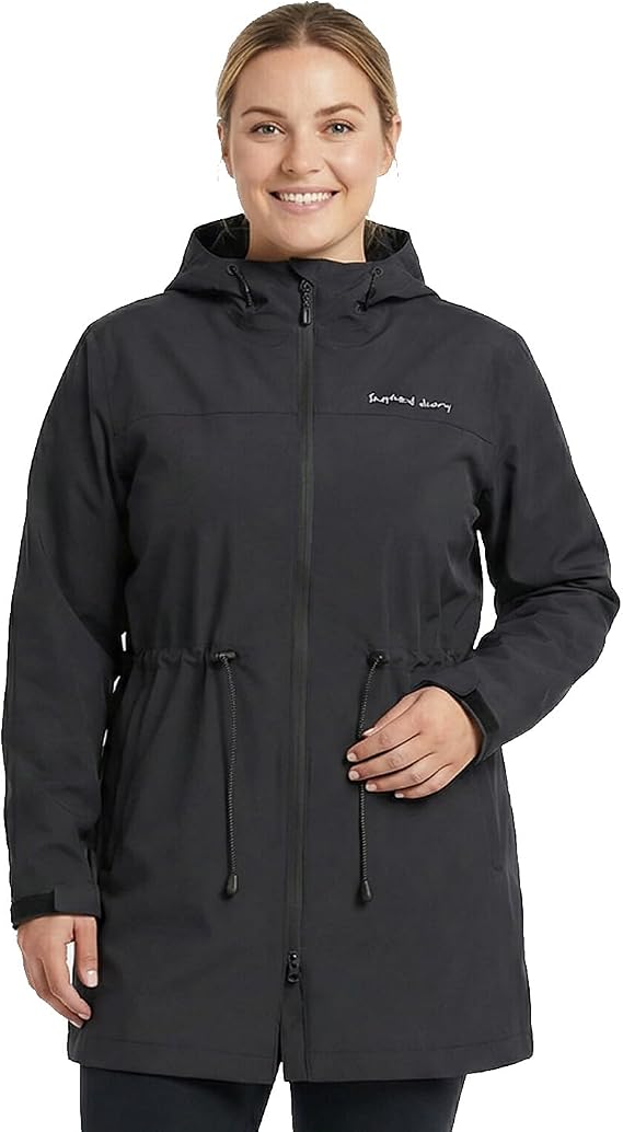 Waterproof Lightweight Rain Jacket Women Long Hooded Raincoat | Relaxed Fit Windbreaker Breathable Mesh-Lined Trench Coat Women's Rain Hoodie Parka for Outdoor Walking Travel