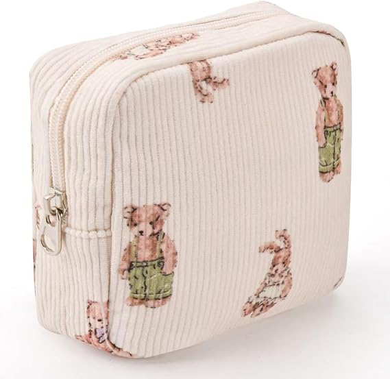 Small Makeup Bag for Purse,Corduroy Cute Cosmetic bag for Purse,Portable Mini Makeup Bag,Travel Toiletry Small Makeup Pouch For Women,Mini Pouch Lipstick Cosmetic Accessories Organizer