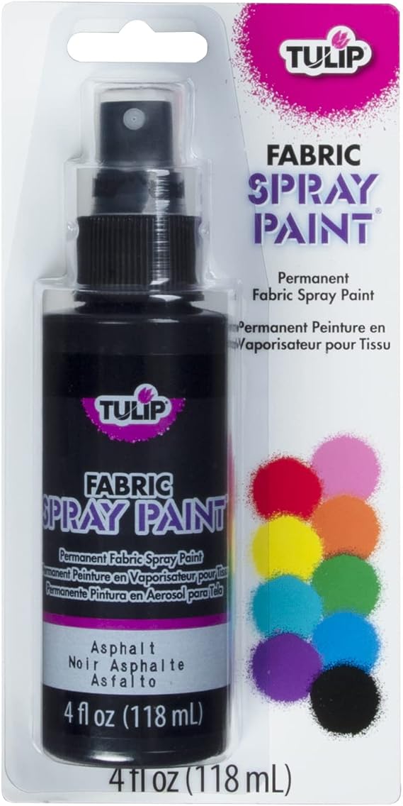 Tulip Fabric Paint, Permanent Spray on Paint, 4 fl oz Black Asphalt