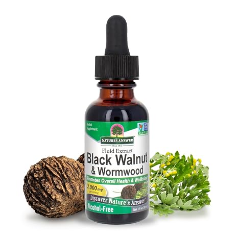 Nature's Answer Black Walnut and Wormwood Complex | Promotes Overall Health and Wellbeing | Super Concentrated 2,000mg | Vegan, Non-GMO, Gluten-Free & Alcohol-Free | Promotes a Healthy Gut (1 Fl Oz (Pack of 2))