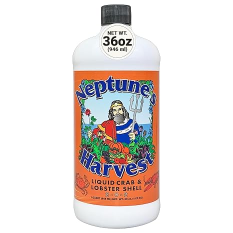Neptunes Harvest Organic Crab & Lobster Shell Multi-Purpose Liquid Fertilizer (2-0-2) - 36oz Bottle - Rich in Nutrients Soil Fertilizer - Plant Food for Lawns, Gardens, and Vegetables