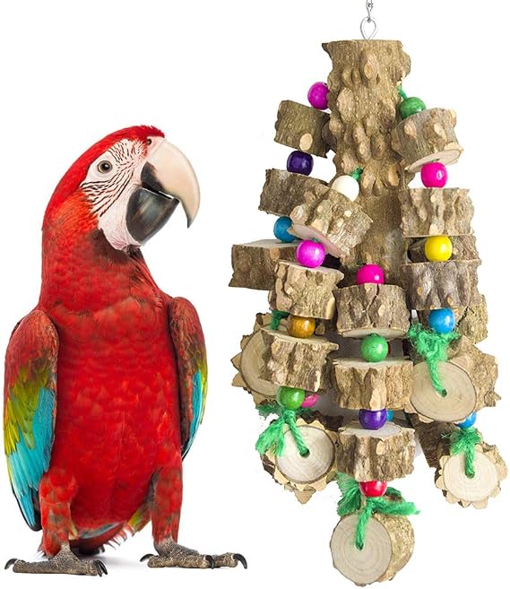 Parrot Toy Bird Chewing Toy - Pepper Wood Bite Toy Bird Wooden Block Large Parrot Chewing Toy for Parrots and Birds Like Amazon,African Grey and Cockatoos