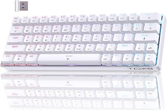 TMKB T63 Gaming Keyboard Mechanical Wireless with Red Switch Bluetooth 2.4G with Cable RGB Backlight White