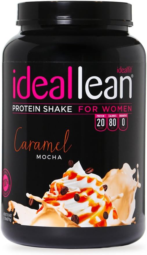 IdealLean - Nutritional Protein Powder for Women | 20g Whey Protein Isolate | Supports Weight Loss | Healthy Low Carb Shakes with Folic Acid & Vitamin D | 30 Servings Caramel Mocha