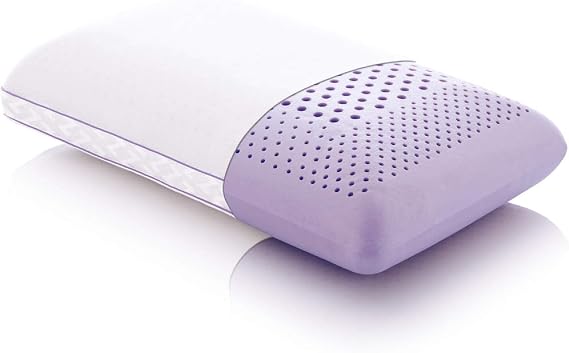 MALOUF Z Zoned Dough Memory Foam Infused with Real Natural Lavender Oil Aromatherapy Pillow Spray Included-Queen, purple