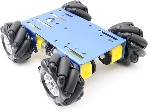 4WD Metal Smart Car Chassis, MC100 Remote Control Omnidirectional Wheel Robot Platform Car Kit with 60mm Mecanum Wheel & DC TT Motor for Arduino/Raspberry pi/Micobit, DIY Maker Learning (Blue)