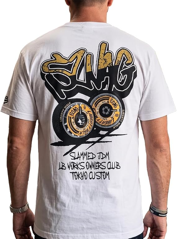 Liberty Walk LBWK LB 86 Aero Disc Slang Graphic T-Shirt, White