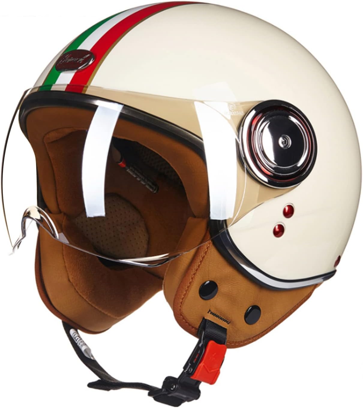 Open Face Helmet with Visor,Vespa Helmet 34 Motorcycle Helmet, Adults Retro Moped Helmets for Men Women, Half Face Motorbike Helmet for Vespa Scooter Chopper Jet Pilot Bobber, DOT Approved Helmet