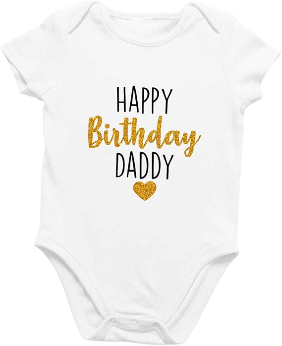 Printique Organic Cotton Baby Onesie Happy Birthday Infant Bodysuit, Soft Breathable Newborn Outfit, Unisex Baby Clothes,