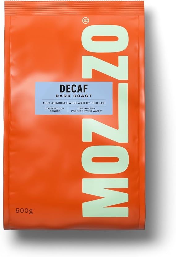 Mozzo Decaf Dark Roast Coffee Beans | 100% Arabica Whole Beans | 500g Bag | Rich, Full-Bodied Flavour | Suitable for All Brewing Methods | Roasted in the UK