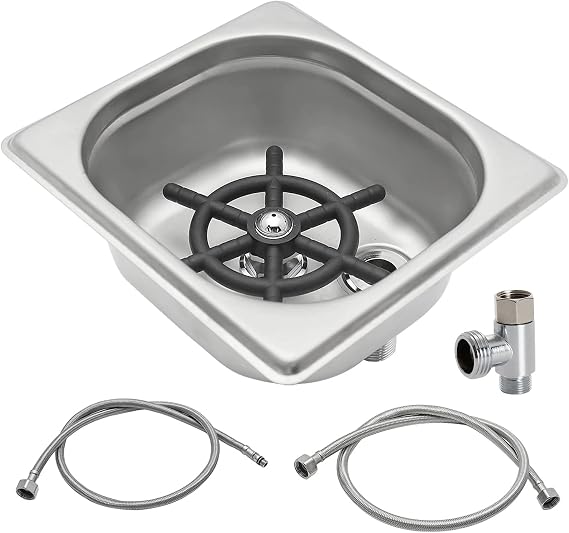 Pitcher Rinser , DIBTSA Automatic Glass Cup Washer , 304 Stainless Steel Coffee Milk Tea Cup Cleaner, for Home Kitchen Hotel Bar Restaurant (6.9x6.3x2.6 Inch)