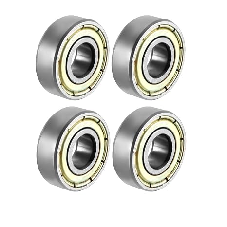 uxcell 696ZZ Deep Groove Ball Bearing Double Shield 696-2Z 1080096, 6mm x 15mm x 5mm Carbon Steel Bearings (Pack of 4)