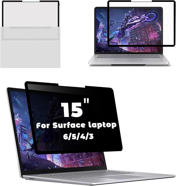 Laptop Privacy Screen Filter for Surface Laptop 6/5/4/3-15 Inch Removable | Nano-Suction Easy On/Off Removable,UV&Glare Block,Blue Light Block Computer Screen Filter Shield for Microsoft Surface Laptop